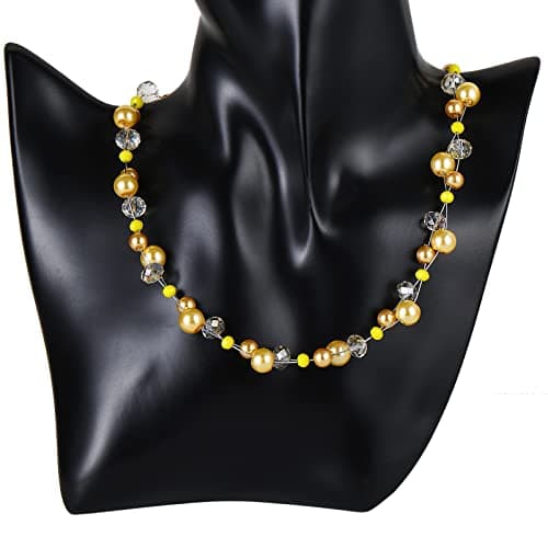 F LU AUTOMNE Collier Perle et Cristal Femme Argent Bijoux Bohème Cadeau Fête Mères