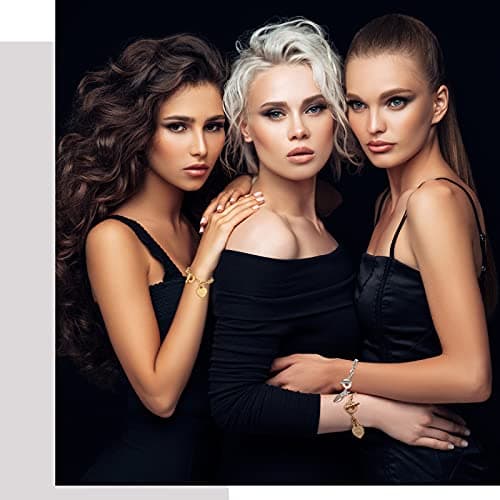 Emibele Bracelet en Forme de Cœur Exquis pour Femmes, Bijoux en Acier Inoxydable Filigrané, Chaîne Gravable avec Fermetu