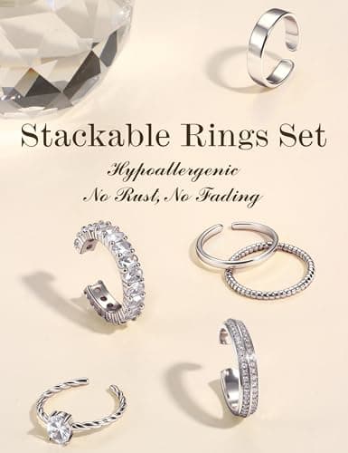 Adramata Or Reglable Plaquées d'Or 14 Carats Bague Femme Recycled Minimalisteثورé, Bagues Empilables Boho Femme Or/Argen