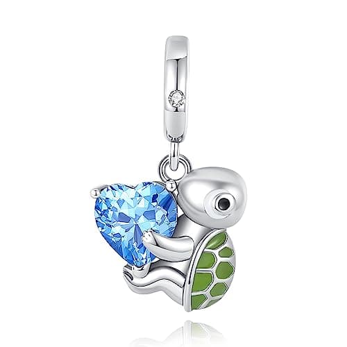Amuefer 925 argent charms bracelet collier pendentif perles charmé papillons, amour, cadeaux pour mère anniversaire, tor — C-Tortue