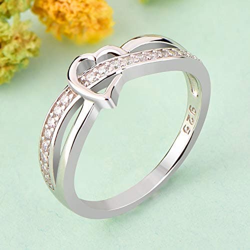 Bague Coeur Argent 925 Oxyde de Zirconium 5A Infini Femme