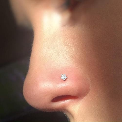 LAURITAMI 20G Piercing Nez Acier Inoxydable Or Argent, L Spirale Droit Forme Percing Narine Bijoux de Percing pour Femme