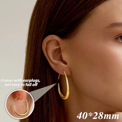 Adramata Boucles d'oreille Créole Femme Acier Inoxydable Hypoallergénique Recycled 30MM