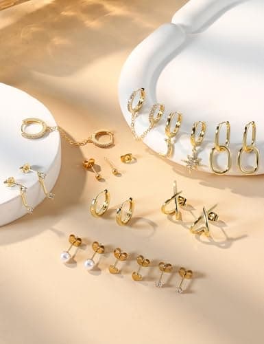 Adramata Or Argent Boucles d'Oreilles Femme Piercings Tragus Helix 10 Paires Climatiques Étanches