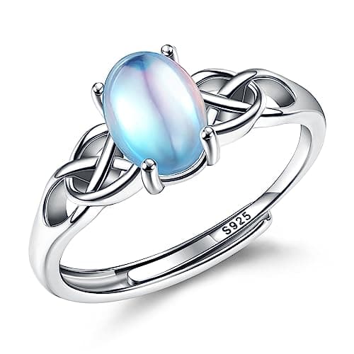 Bague Adramata Femme Argent 925 Pierre de Lune Ouverte Reglable 18 Carats Blanc Recycled Lage 100 — Ovale