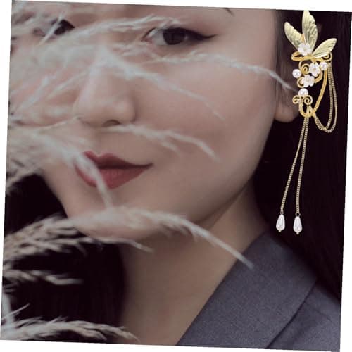 HANABASS Boucles d'oreilles légères à clip pour femmes longues pendantes avec franges dorées non percées accessoires mod