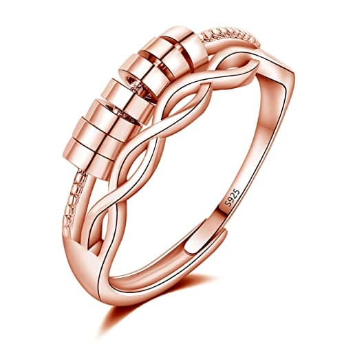 Josfeva Bague anti-anxiété en argent sterling 925 régler en plaqué or blanc pour homme et femme, bijoux relaxation événe — Argent,Or Blanc/or Rose/or,Or Rose