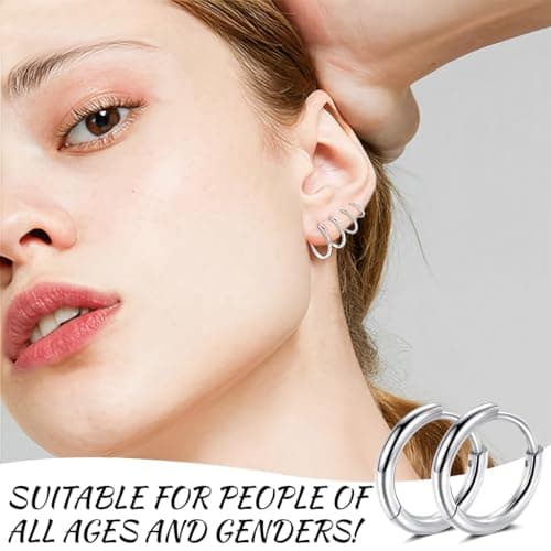 Clyhon 4 Paires Acier Inoxydable Boucles d’Oreilles Anneau Homme Femme Boucles d Oreilles Créole, Grande Référence en Ac