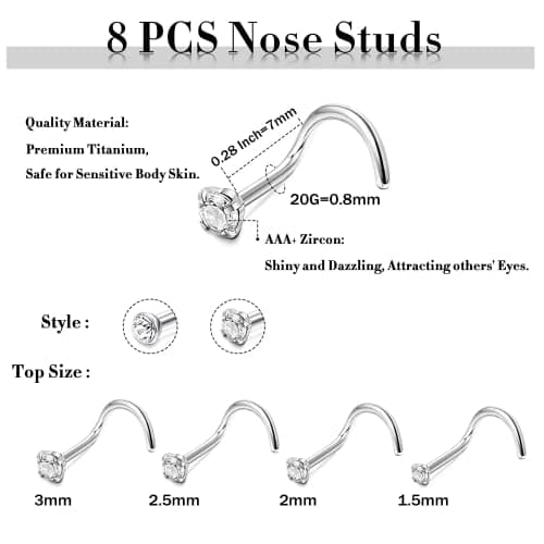 Titane Percing Au Nez Adramata G23 Homme Femme, Anneaux Nez 1,5 mm 2 mm 3 mm Piercing Bijoux Recyclés Standard