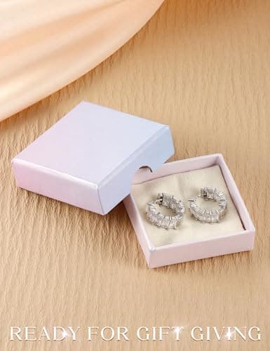 Adramata Boucles d'Oreilles Femme Argent 925 Créoles en CZ Brillant Boucles d'Oreilles Fantaisie Boucles d'Oreilles Femm