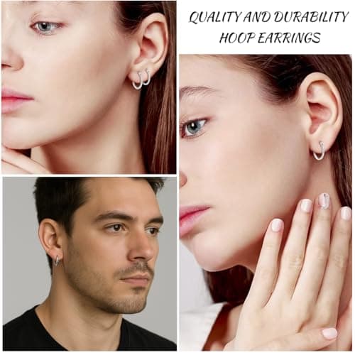 Clyhon 4 Paires Acier Inoxydable Boucles d’Oreilles Anneau Homme Femme Boucles d Oreilles Créole, Grande Référence en Ac