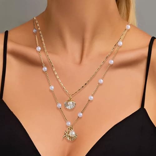 YUEXNKO Collier de Coquillage Doré pour Femme en Or, Ensemble d'Été Bijoux Bohèmes, Collier Pearlisé Coasttworzyć
 nrw