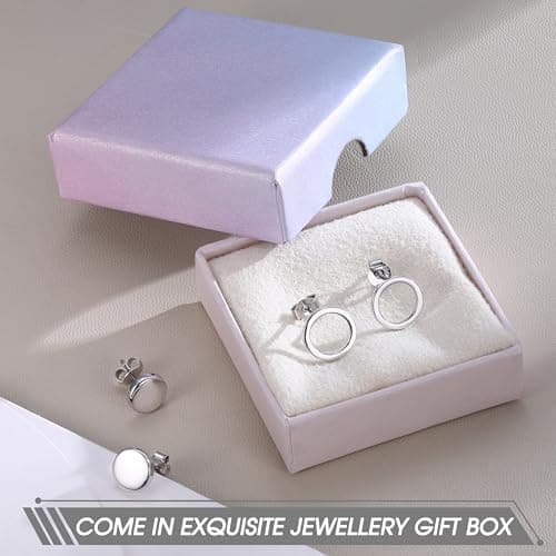 Adramata 925 Rondes En Argent Pour Femmes Boucles d'Oreilles, Boucles d'Oreilles Cercle De 10mm Plates De 8mm Petites Bo