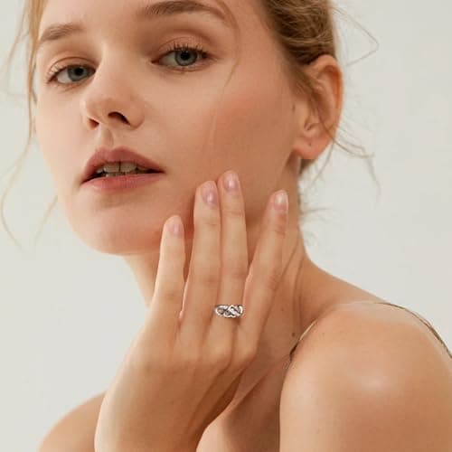 ALEXCRAFT Bague Argent 925 Femme Élégante et Hypoallergénique, Bague Infini Zircone Réglable pour Fille, Mère et Copine