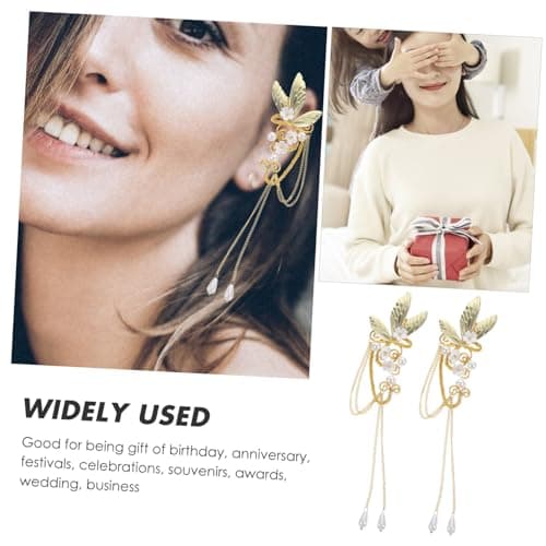 iplusmile Élégantes Boucles d'oreilles Ailes Longues Avec Franges Dorées pour Femmes Confortables et Idéales Pour Fêtes
