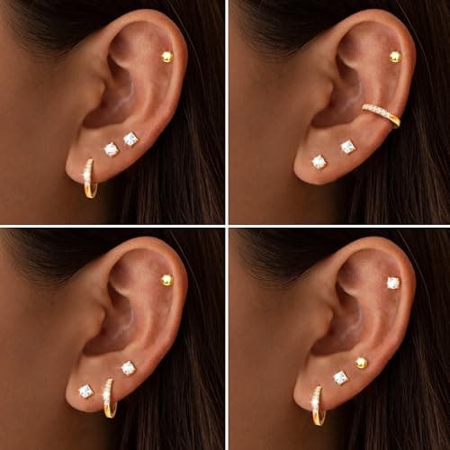 Adramata Boucles d'Oreilles Argent 925 et Or 16K Hypoallergéniques Femme Recycled Standard 100