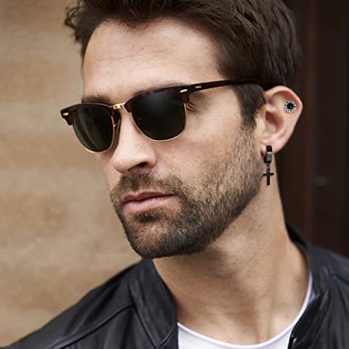 Adramata 12 Paires Boucle d'Oreille Acier Inoxydable Homme Cool Piercing Croix Recycled Claim Standard 100 mm Boucles d'