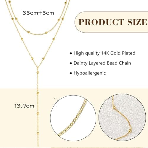 Auiremrti Chaîne longue en Y en or/argent pour femmes - Bijoux simples et élégants - Ensembles de chaînes femmes - Colli