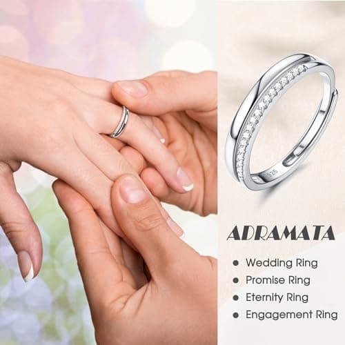 Adramata Bague Argent 925 Femme Recycled | Anniversaire Cadeau Femme | Alliance Reglable Empilables