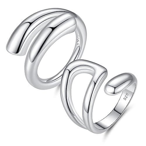 Nbsameng Anneau Femme Argent Sterling 925 Empilable Taille Ajustable Emballage Cadeau