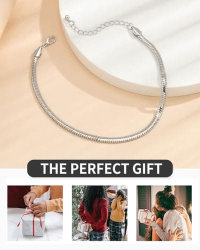 KGDUYC Bracelet Argent Femme Homme Fermoir à Homard Chaîne Serpent Réglable Cadeau avec Boîte Bijoux Personnalisables 2