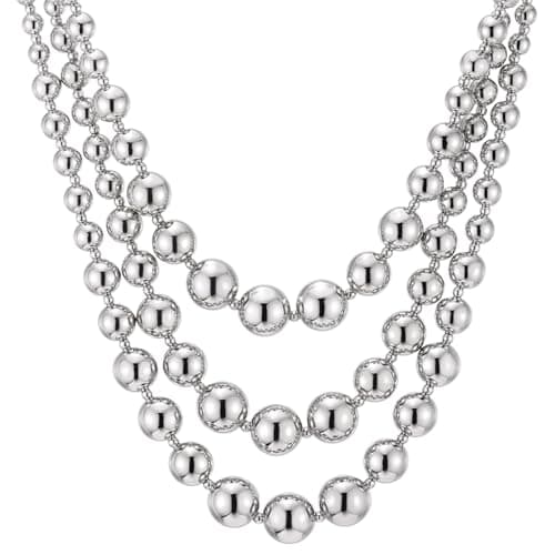 COOLSTEELANDBEYOND Trois Brins Cascade Perlé Collier Élégant pour Femmes en Scène de Soirée