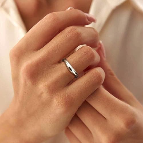 Bague Argent 925 Adramata Reglable Femme Fiançailles Alliance Empilable Ondulée, Cadeaux de Bijoux (Or/Argent/Or Rose) É