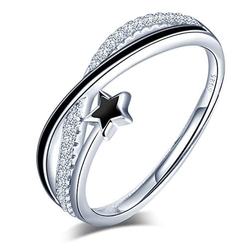 Bague femme fille Yumilok étoile filante argent 925, Zircon, taille ajustable