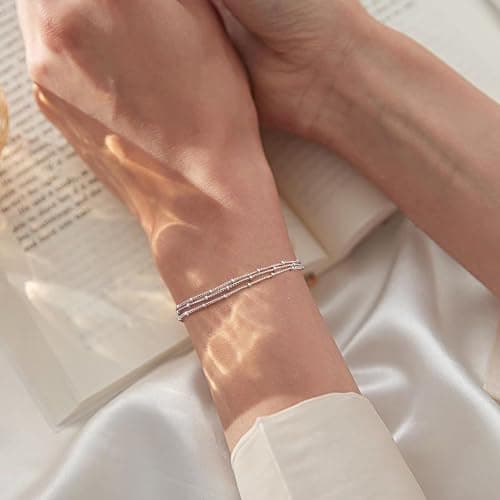 Bracelet Orazio Argent Or Rose Femmes BijouxEmpilables Cadeau Réglables 925 Or Rose Perles