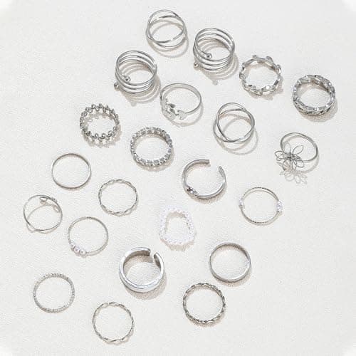 Hifot Knuckle Bagues Argent Femme Ado Bohème Vintage Reglables Cadeau