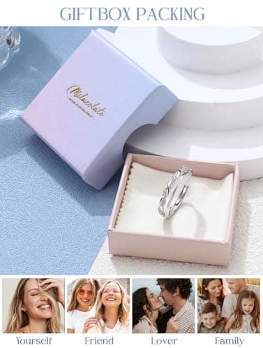 Milacolato Bague en Argent Sterling 925 Zircone Cubique Éternité pour Femmes Élégante et Réglable