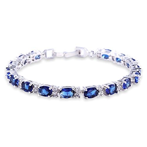 Bracelet GULICX Femme Saphir Cristal Amethyst Oxyde de Zirconium Pour Femme Oxyde de Zirconium Bleu Coupe Romain