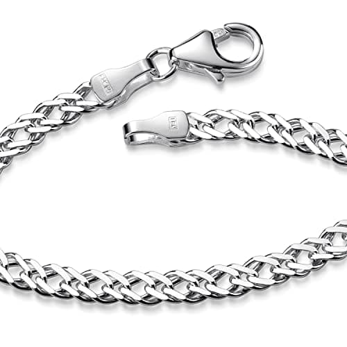MATERIA by Matthias Wagner SA-136 Bracelet en argent 925 à double chaîne gourmette 3,9 mm pour femme