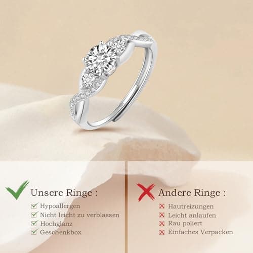 Bague argent sterling 925 HEESA pour femme - or rose, ajustable, corde tordue, bague de promesse, boîte-cadeau