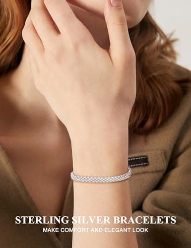 Bracelet Argent 925 Empilable Femme Bijoux Zircone Cubique Réglable Femmes Filles Chriscoco Ensemble Bijoux