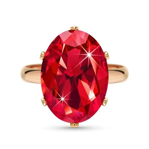 Linawe Bague Ajustable en Diamant Synthétique Moissanite pour Femme, Grande Bague en Cuivre en Trois Nuances d'Or, Or Ro — Or rose,Juillet