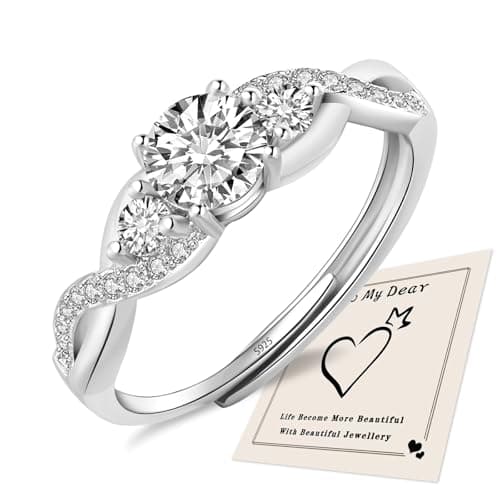 Bague argent sterling 925 HEESA pour femme - or rose, ajustable, corde tordue, bague de promesse, boîte-cadeau