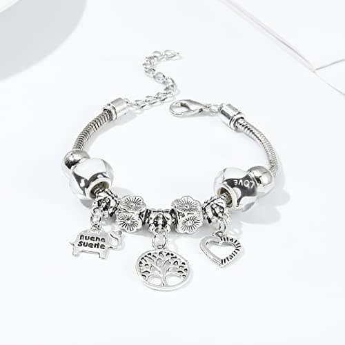 Bracelet Yean argent perles d'arbre women and girls chaîne breloques pour accessoires casually-worn trendy-design 8mm