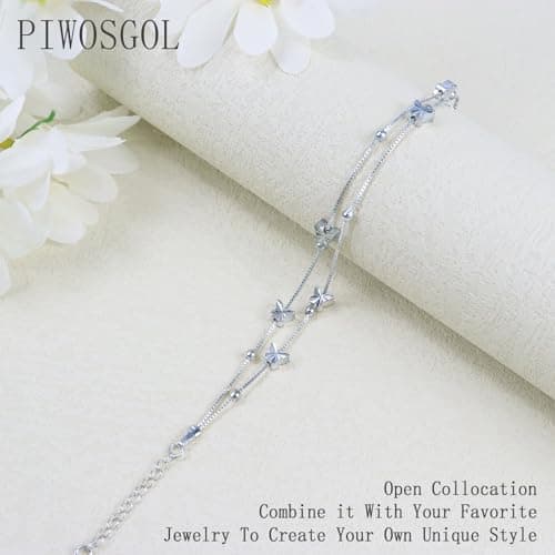 Bracelet PIWOSGOL Argent 925 Femme, Boîte Cadeau Inclus, Cadeau Anniversaire et Noël pour Maman, Épouse, Petite Amie