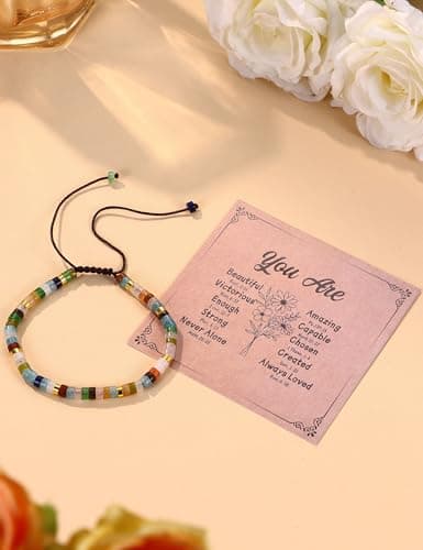 Bracelet Pierre Naturelle Femme Motivation Amitié Fait Main en Cristal Cadeau