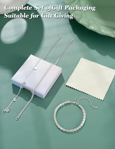 Bracelets Femme Argent 925 Empilables Fermoir Réglable Bijoux Élégants avec Boîte Cadeau