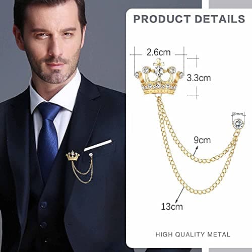 Adramata Broche Épinglette Chaîne Hommes Costume Accessoires Fête des Pères