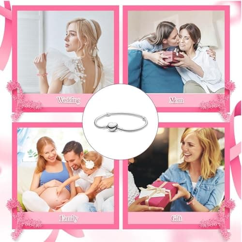 Bracelet VBKITW pour Femme Charms Cœur en Argent Meilleur Cadeau Fête des Mères et Saint-Valentinavec Sac Flanelle