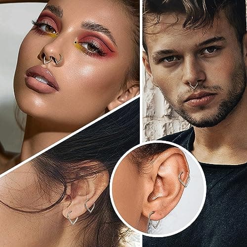 Adramata G23 Titane Septum Piercing pour Femme et Homme - Hypoallergénique et Sécuritaire - Piercing Nez Teardrop et Hin