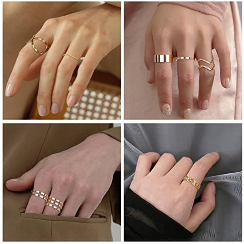 Adramata Acier Inoxydable Bague Empilables pour Femmes - Argent/Or Réglable Cadeau Femmes Bijoux Recycled Claim 100 Pièc