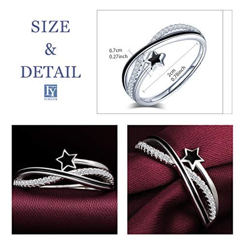 Bague femme fille Yumilok étoile filante argent 925, Zircon, taille ajustable