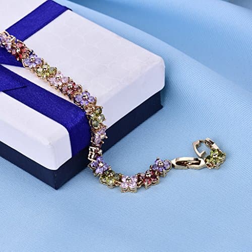 GULICX Bracelet Cristal Carré Simple en Or Plaqué Zircon Cubique Bijoux pour Femme Naturel Mignon