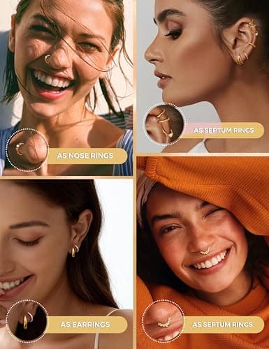 Adramata Piercings hypoallergéniques Acier Chirurgical Bijoux Nez Or/Argent - Pour Piercings Lèvre, Cartilage, Oreille (