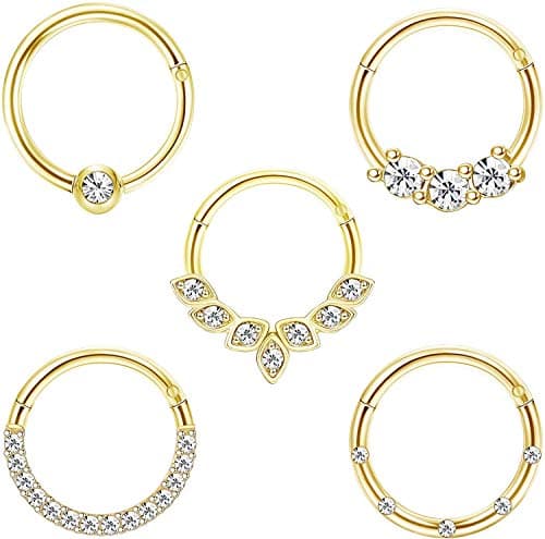 Boucles D'Oreilles Adramata Daith Femme 16G Cartilage Acier Inoxydable Helix Tragus Cerceau Nez Piercing Bijoux Or Rose