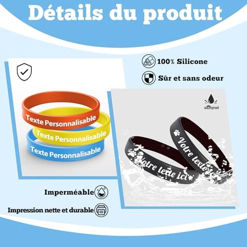 BEXOA Bracelets en Silicone Personnalisés 1 à 1000 – Caoutchouc Sur Mesure pour Campagnes de Sensibilisation et Cadeaux